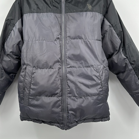 U.S. Polo Association Puffer Coat Sz M, Black/Gray - Picture 3 of 7